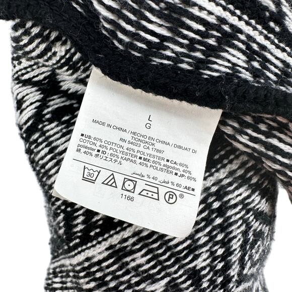 Old Navy Fair Isle Sweater Cardigan Womens L Black/White Open Front Knit Long - Picture 7 of 7